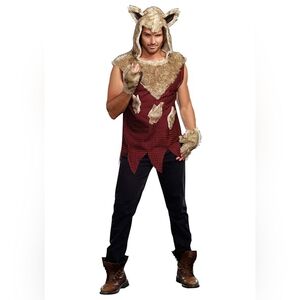 Men's Red Werewolf Hooded Costume Top by